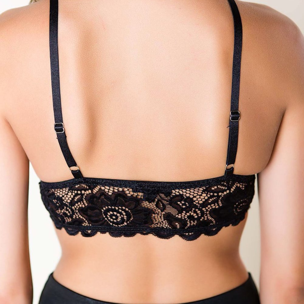 Black Adjustable Strappy Lace Bralette bra lingerie - Picture 2 of 4